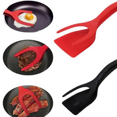 2 In 1 Grip And Flip Tongs Egg Spatula Tongs Clamp Pancake Fried Egg French Toas