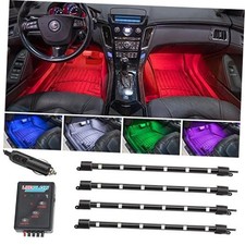 4pc 7 Color LED Interior Footwell Lighting Kit w/Cigarette Adapter