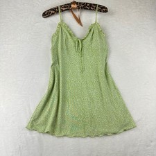 American Eagle Dress Womens S Green Floral Mesh A-Line Mini Y2K Tie Front Mesh