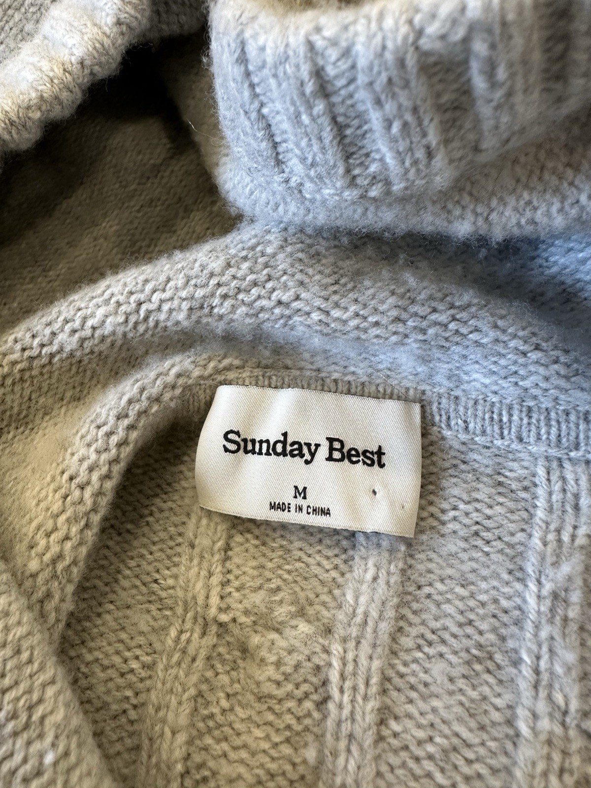 Aritzia Sunday Best Gray Octavia Wool Blend Cable Knit Zip Up Sweater Medium