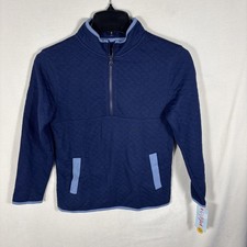 Cat Jack Pullover Youth Small 6/7 Blue Quilted Half Zip Sweatshirt Jacket NWT