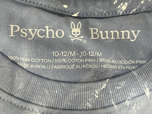 NWT Psycho Bunny BLUE Crossbones Graphic T-Shirt 10/12 Melbourne Graphic Tee - Picture 3 of 4