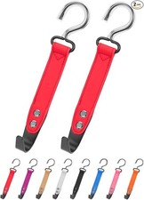 2 Pack Car Hook Holder Leather Headrest Hooks for Purses and Bags, SUS304 Red