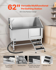 62" Stainless Dog Washing Station Grooming Tub w/ Stairs Right Door 