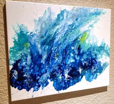 original art abstract painting, beautifull windy waves, signed in the back. 