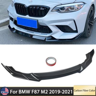 Front Bumper Splitter Spoiler Lip For 2019-2021 BMW F87 M2 CS Carbon Fiber Color