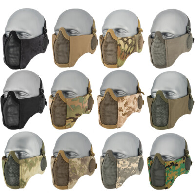 Lancer Tactical Elite Lower Face Steel Mesh Mask w/ Ear Protection by WOSPORT