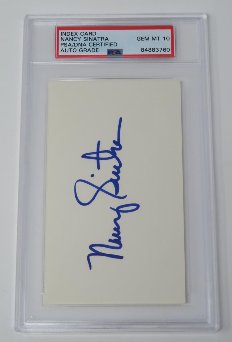 NANCY SINATRA Signed Autograph 3x5 Index Card Cut Page Slab JSA