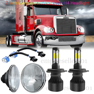 Pair 7' inch Round LED Headlights HI/Lo Beam For Freightliner Coronado 2001-2016