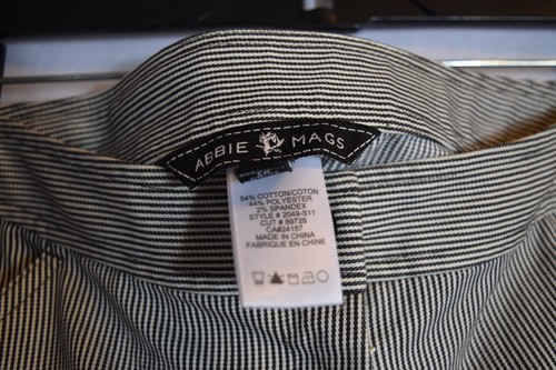 Vintage ABBIE MAGS WOMEN'S Sz 6 CAPRI CROPPED PANTS Brown and White PinStripe - Picture 6 of 7