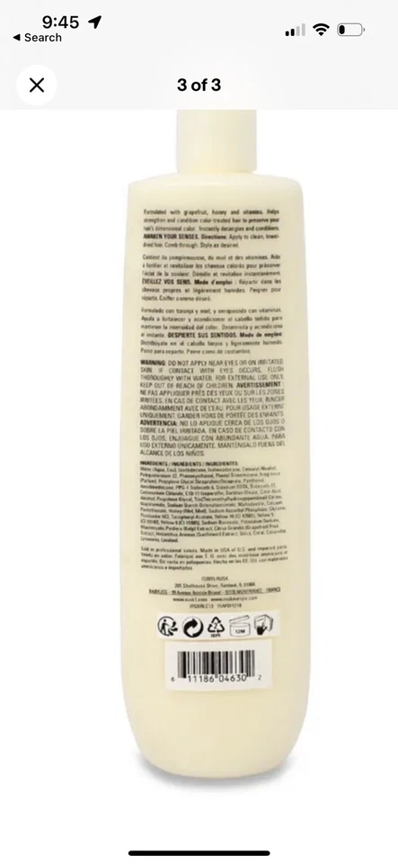 Acondicionador Rusk Sensories Brilliance protector de color sin dejar 13,5 oz (paquete de 3) Foto 3 de 3