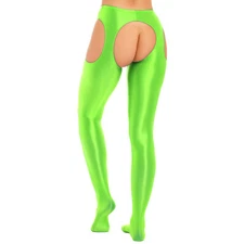 Women's Semi Opaque Oil Glossy Stockings Pantyhose Cutout Footed Tights Pants