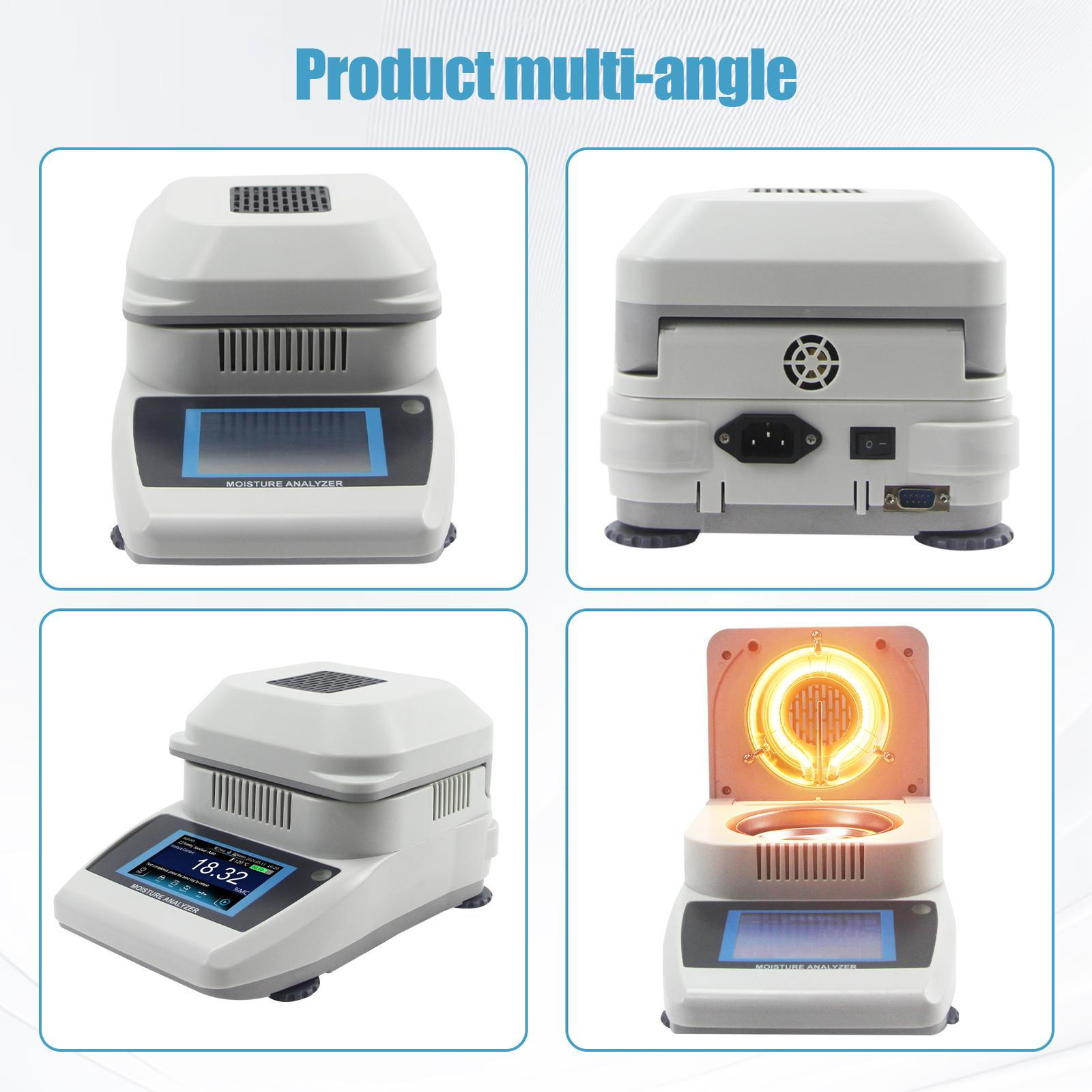 Lab Halogen Moisture Analyzer 0.01% Readability Touch Screen Moisture Balances thumbnail 8