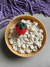 REALISTIC PROP PLAY FOOD FISHER PRICE TIKES BOWL OATMEAL STRAWBERRY RARE EXC