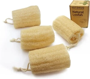 4 Natural Loofah Sponge, Real Egyptian Bath & Shower Exfoliating Body Scrubber - Picture 1 of 6