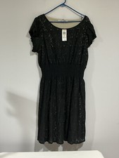 Womans American Rag Cie Blowing Rock Black 2XL Short Sleeve Knee Length Dress