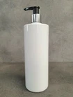 6 x White Lotion Pump Bottle 500ml Cylindrical Pet Plastic Hinch Silver/Black