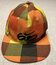 Nike 6.0 Yellow Orange Plaid Flat Bill Cap Hat Youth Size 8-20