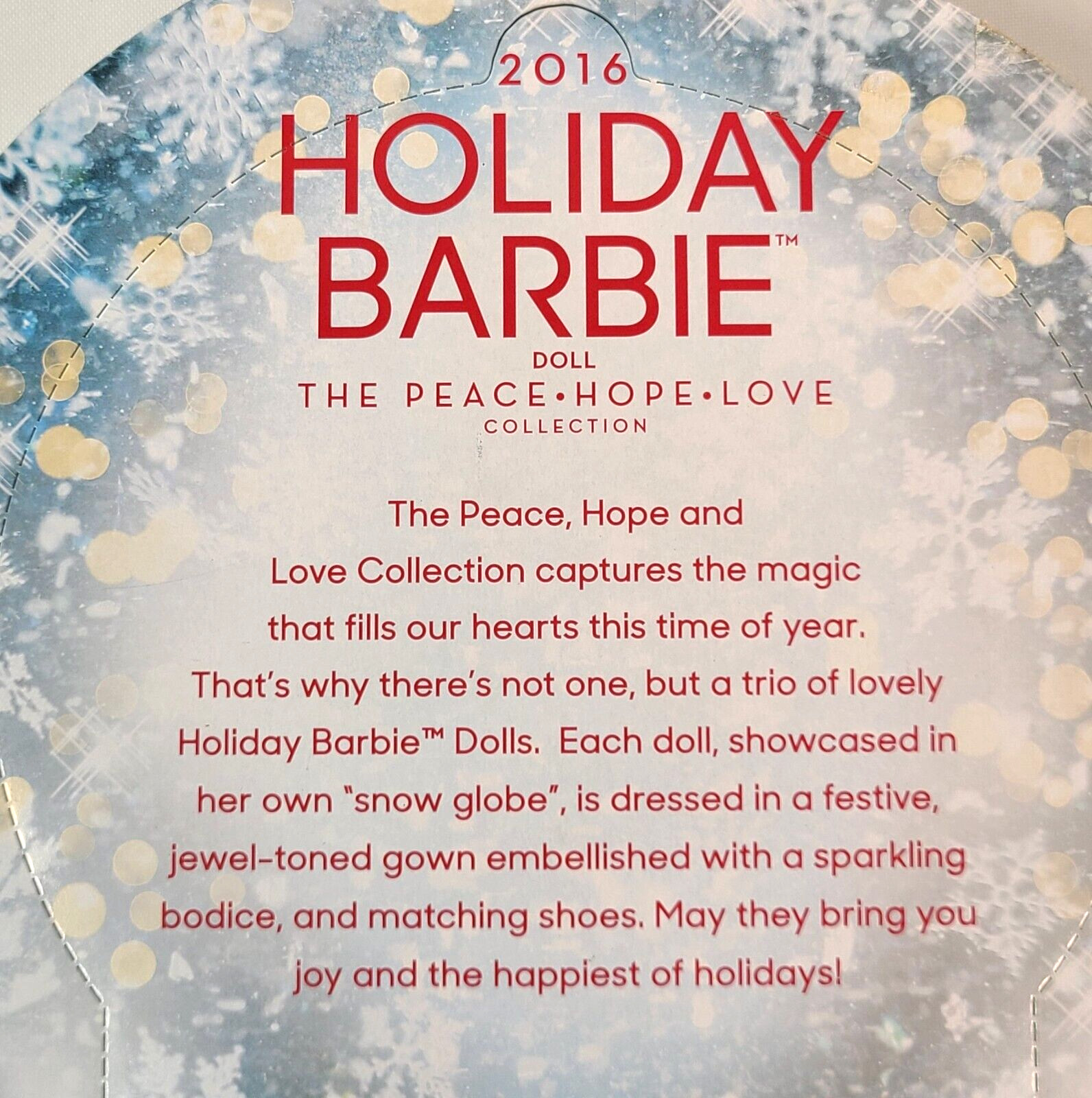 2016 Holiday African American Barbie Peace Hope Love Collection Mattel DGX99 New