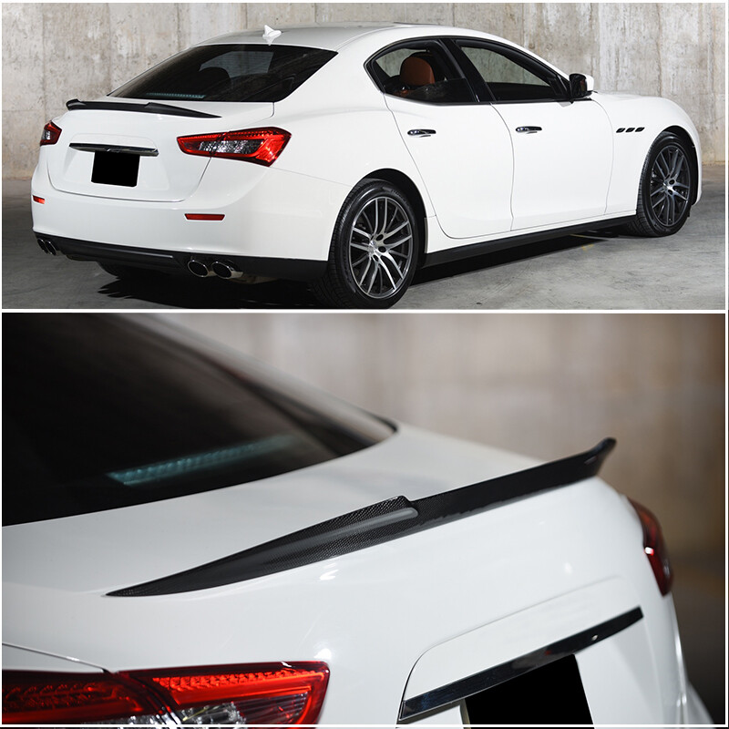 REAL CARBON Rear Trunk Lip Spoiler Wing For Maserati Ghibli S Q4 Sedan 2014-2021