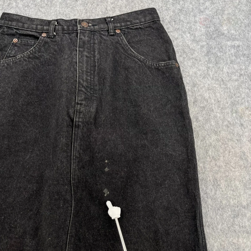 Vintage Gap Long Black Denim Skirt Womens 14 Work Force Pockets Zipper Slit - Image 3 of 4