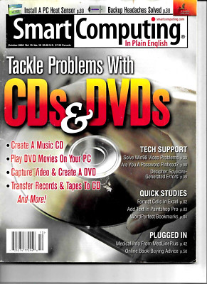 Smart Computing IN PLAIN ENGLISH Magazine OCTOBER  2004 DVD'S AND CD'S PROBLEMS
