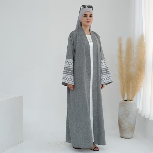 Maxi Vestido Dubai Mujeres Musulmán Abaya Abierta Bordado Kaftan Kimono Batas Islámicas - Imagen 17 de 91