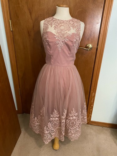 Chi Chi London Pink Tulle Lace Dress 