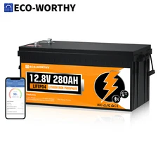ECO-WORTHY 12V 280Ah 3584Wh Bluetooth LiFePO4 Lithium Battery For RV Home