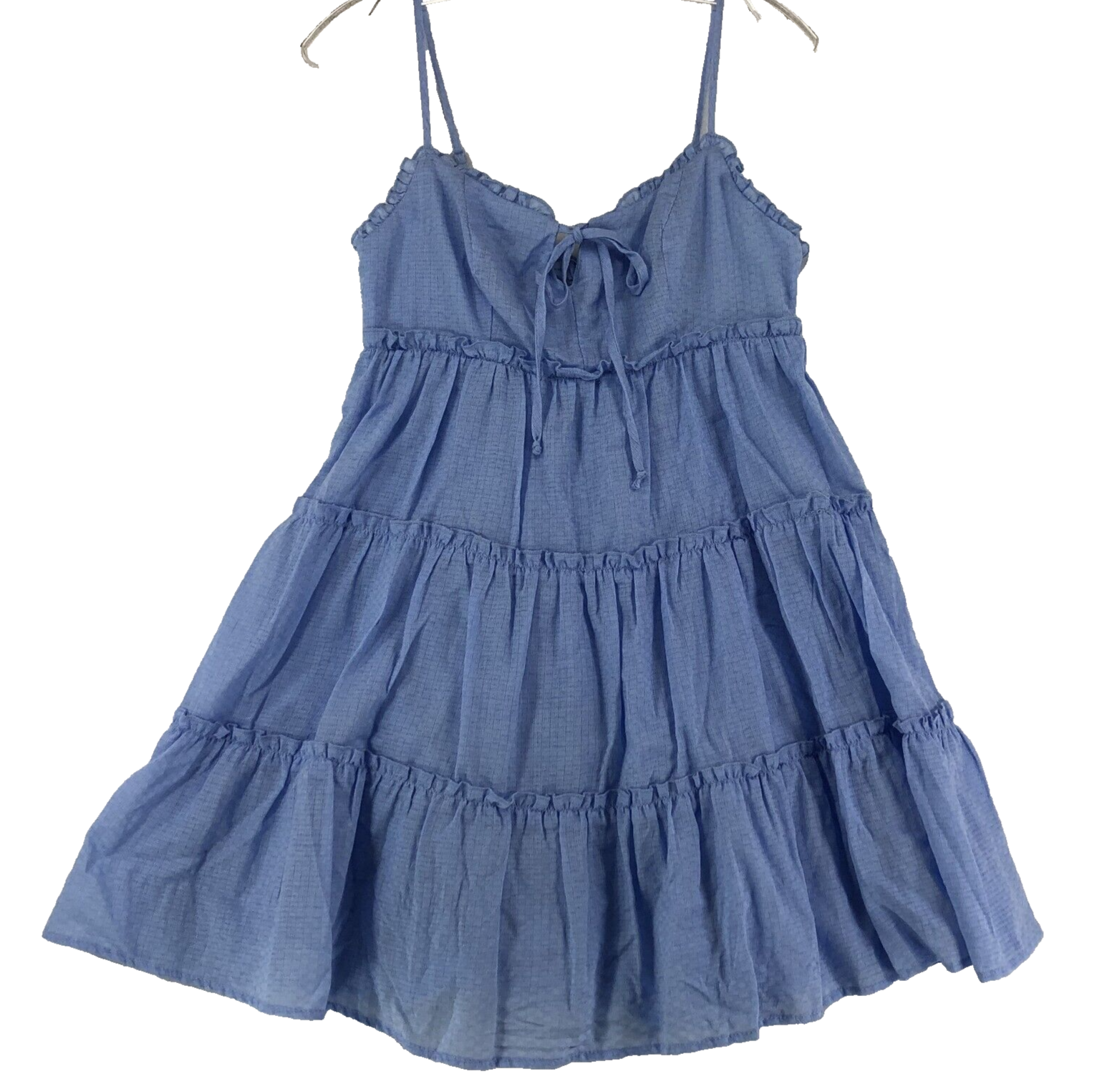 B Darlin Dress Sundress Womens Sz Small Blue 3 Layer Skirt Lined Straps Keyhole-image