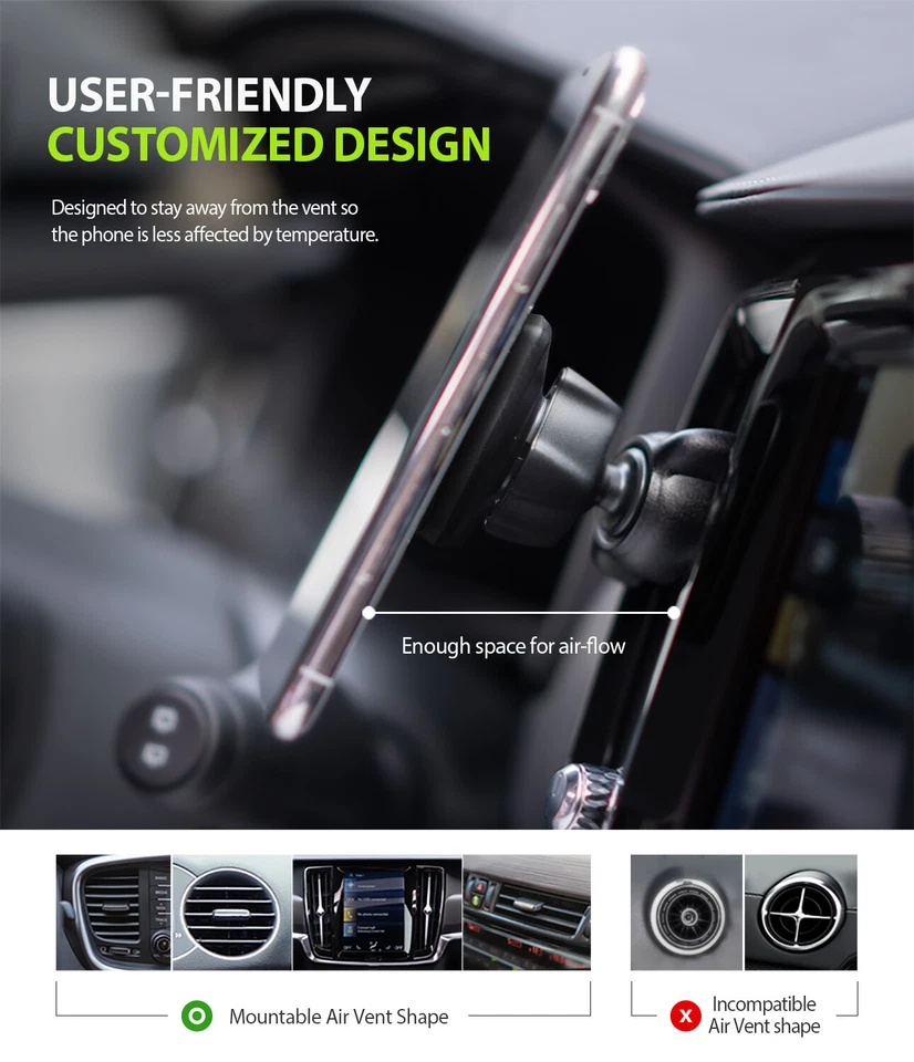 Ringke Car Vent Dashboard Magnetic Phone Holder 360 Rotation With Mounting Plate - Image 3 of 4