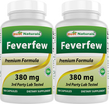 2 Pack Best Naturals Feverfew 380 mg 180 Capsules