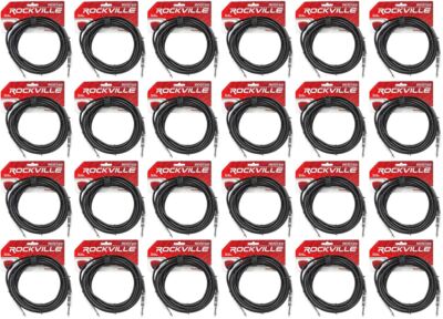 Rockville 20ft Red Instrument Cable - 1/4" TS To 1/4" TS 100% Copper Shielded Guitar Cable