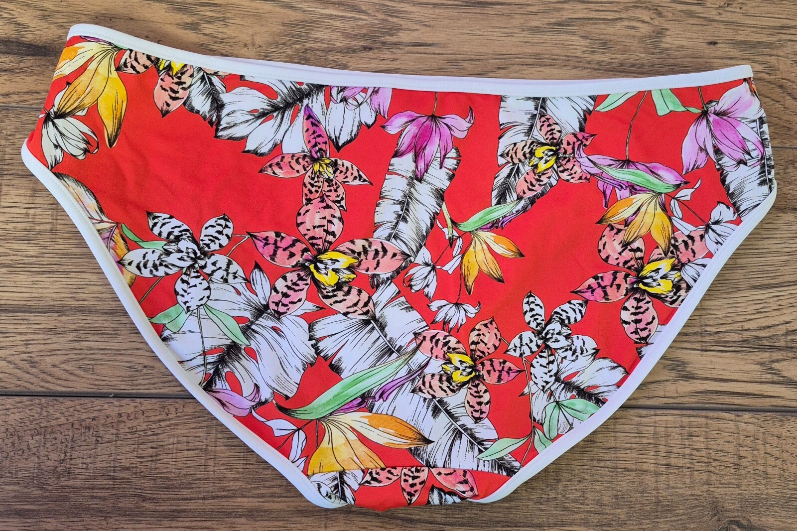 Freya 'Wild Flower' Bikini Bottoms Red/Multi Size L NWT image 3