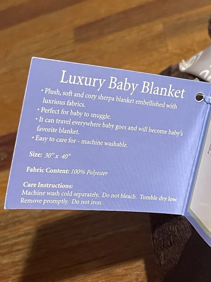 Cocalo Baby Blanket Green & Brown Circles Plush Velour Satin Trim + Lamb Lovey - Image 3 of 4