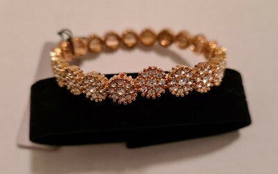 Jon Richard Gold Plated Crystal Pave Circle Toggle Bracelet