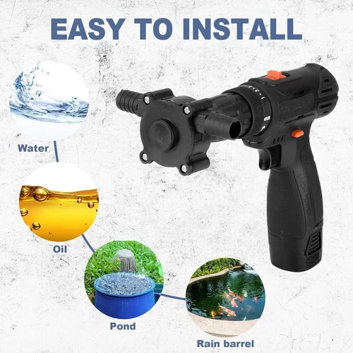 Hand Electric Drill Drive Self Priming Powered Oil Fluid Water Transfer Pump US - Picture 6 of 13