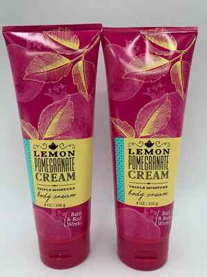 Bath & Body Works Lemon Pomegranate Triple Moisture Body Cream 8oz S/ 2  #244A