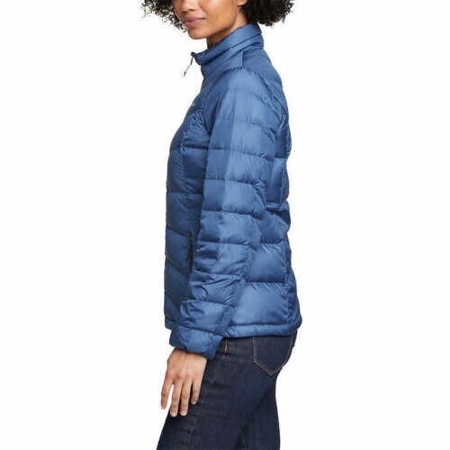 NWT EDDIE BAUER WOMEN'S BLUE CHEVRON QUILTED DOWN JACKET SZ M #E607