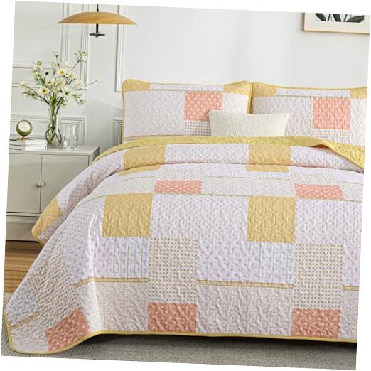 3 Pieces Quilt Set Queen Size Patchwork Quilt Set Queen(96