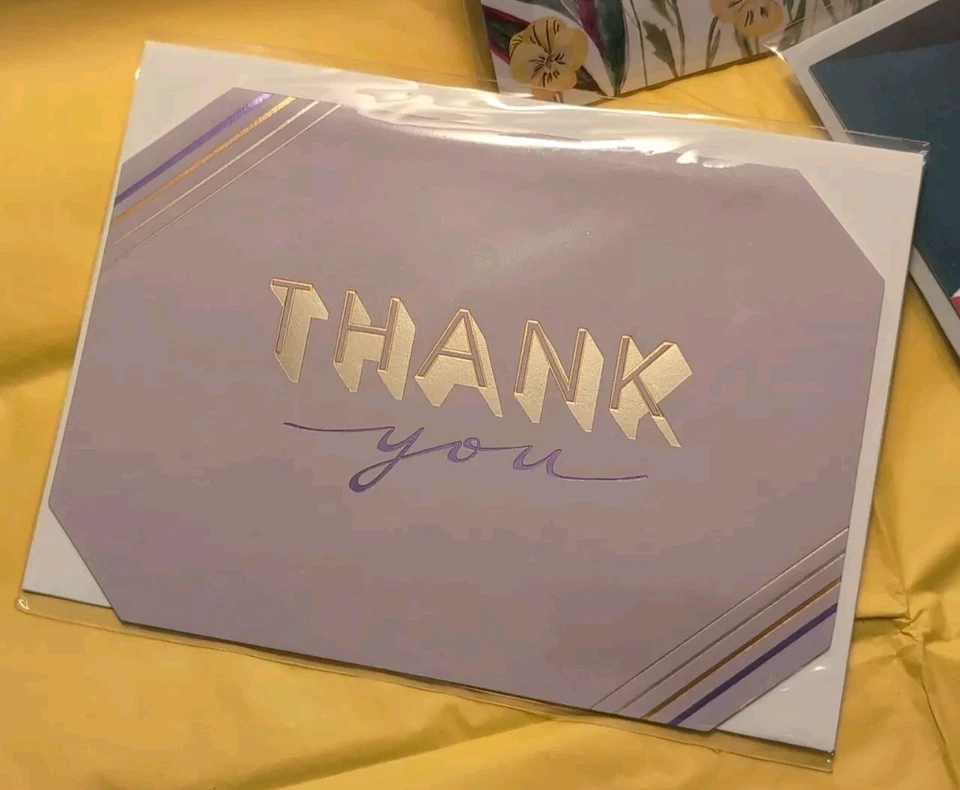 PAPYRUS Lot of 3 Thank You Greeting Cards -Floral and Simple Geometric Designs - Image 4 of 4