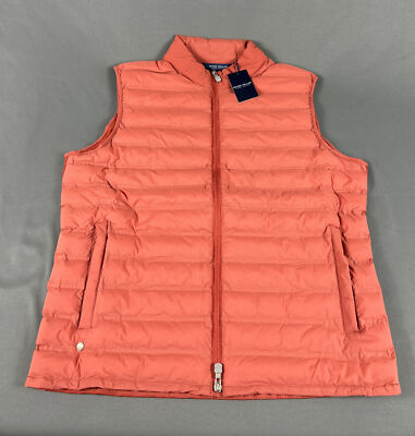Peter Millar Golf Vest Crown Crafted Stitchless Baffle Large Orange MSRP $298