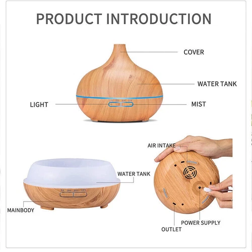 550ml Essential Oil Diffuser Aromatherapy Ultrasonic Cool Mist Humidifier Home - Picture 3 of 24