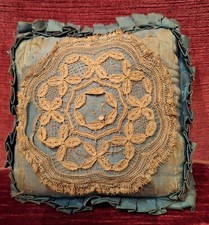 Antico Puntaspilli Epoca 800 Seta E Finissimo Tombolo Cm16x16.