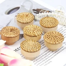 HOMEKNOBS Rattan Drawer Knobs, 10pcs Boho Dresser Knobs Handmade Wood Cabinets 