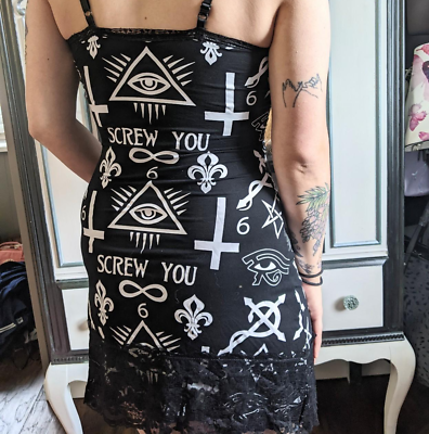Rat Baby "Screw You Curse" Bodycon Dress Sold By Dolls Kill Rat Baby "Screw You Curse" Bodycon Dress Sold By Dolls Kill