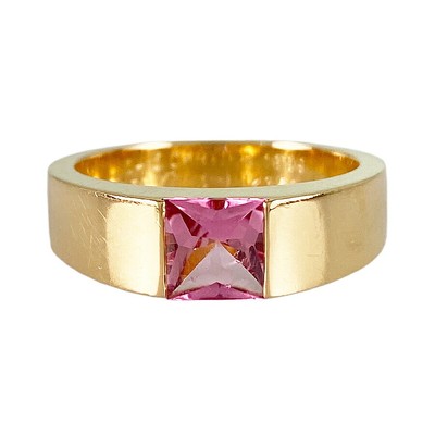 AUTH CARTIER TANK K18YG YELLOW GOLD TOURMALINE #54 US 6.75 LADIES 