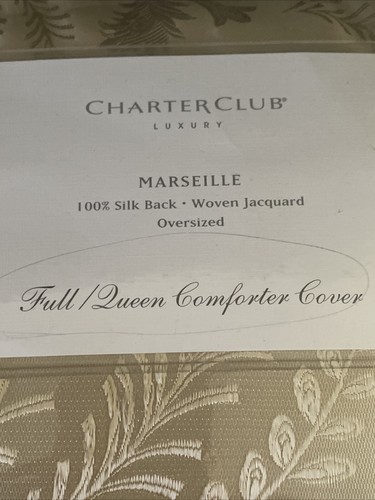 Charter Club Marseille Luxury Comforter Cover Full/Queen Silk-Woven Jacquard NEW - Picture 4 of 13