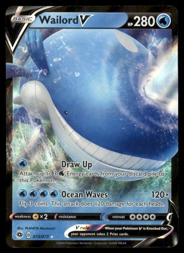 Pokemon TCG 013/073 Wailord V Champion's Path Rare Shiny Holo Card