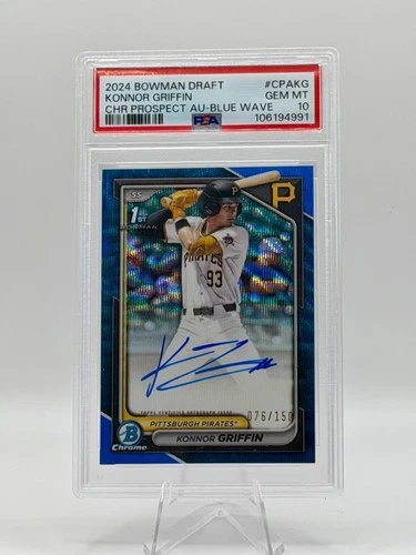 2024 Bowman Draft Konnor Griffin 1st Chrome Auto Blue Wave /150 PSA 10